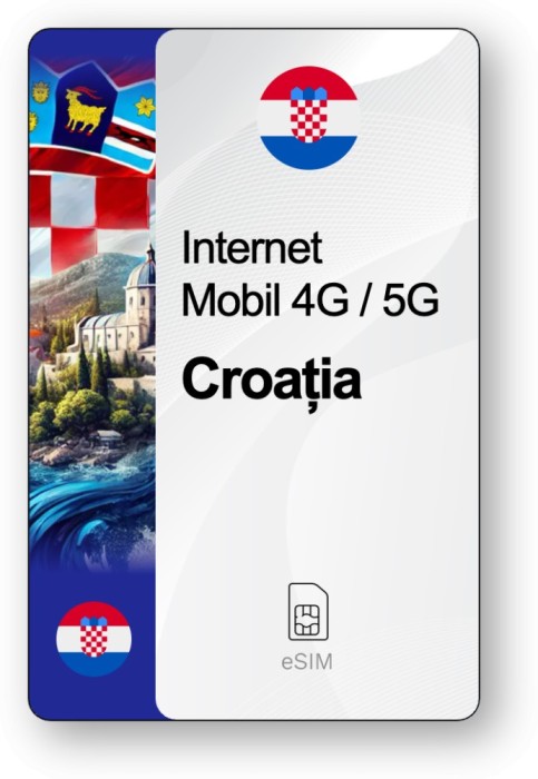 eSIM Internet Croația, valabil 7 zile, trafic Nelimitat