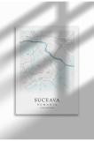 Poster Canvas cu Harta Orașului Suceava - Rom&acirc;nia &ndash; Print Digital Ne&icirc;nramat | A3 (29.7 x 42 cm)