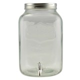 Dozator de bauturi din sticla cu robinet, 4 L, gura larga pentru fructe si gheata