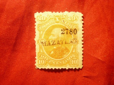 Timbru Mexic 1874 Miguel Hidalgo cu supratipar si stampila locala Mazatlan foto