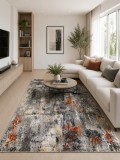 Covor Modern, Kolibri 11582-BG92, Marime 60 x 110 cm , Gri, Maro, Rosu, Inaltime Fir 9 mm, Antialergic, Polipropilena, Living, Dormitor, Hol