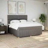 vidaXL Pat continental cu saltea, gri taupe, 180x200 cm, textil