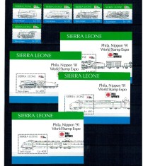 Sierra Leone 1991 - Locomotive japoneze, trenuri, cai ferate, serie incompleta si colite neuzate