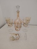 Set vintage Bohemia &ndash; decantor cu 6 pahare pictate manual