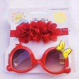 Set rosu bentita si ochelari de soare - Little daisy (Marime Disponibila: 6-12