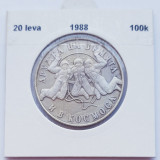 341 Bulgaria 20 Leva 1988 Soviet-Bulgarian Space Flight km 174 argint, Europa