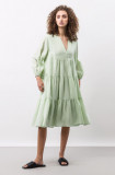 Ivy &amp; Oak rochie din in culoarea verde, mini, evazati