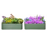 Outsunny Set 2 Paturi de Gradina &Icirc;nălțate din Oțel, Jardinieră de Grădină pentru Plante, Legume și Arbuști, 100x100 cm, Verde | Aosom Romania