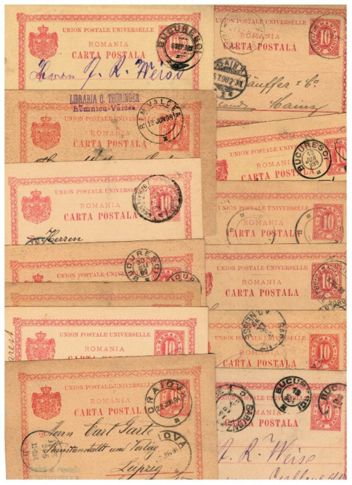 1893-1899 - Lot 15 carti postale, intreguri, circulate