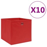Cumpara ieftin Cutii depozitare, 10 buc., rosu, 28x28x28 cm, textil netesut