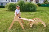 Set de catarare mare 3in1, Triunghi Pikler cu Rampa si Arc Escaladare, pentru copii, 2-7 ani, lemn
