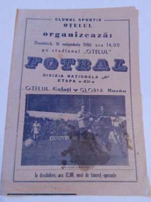 Program meci fotbal OTELUL GALATI - GLORIA BUZAU (16.11.1986) foto
