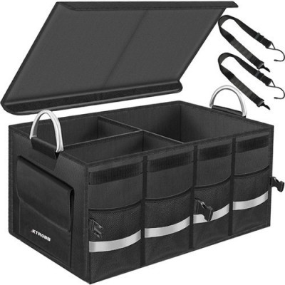 Organizator portbagaj, 3 compartimente, capacitate 50 litri, buzunar inchidere velcro, textil, 59x30x35 cm foto