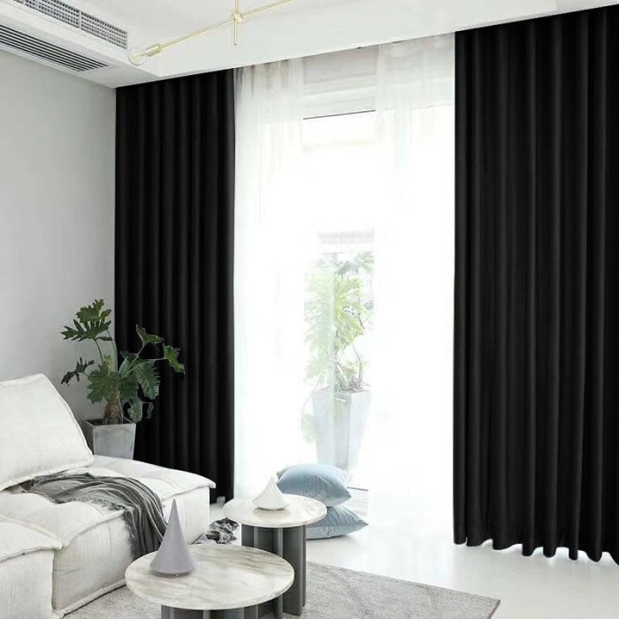 Draperie din catifea blackout cu rejansa transparenta cu ate pentru galerie, Madison, 250x270 cm, densitate 700 g/ml, Deep Black, 1 buc