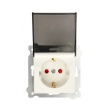 Priza simpla incastrata cu capac, 16A 250V, SCHUKO, culoare alba