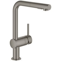 Baterie de bucatarie Grohe Minta 30274AL0, 3/8&amp;#039;&amp;#039;, Tip L, inalta, dus extractabil, 2 functii, mat, grafit