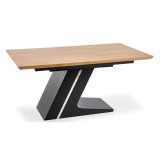 Cumpara ieftin Masa extensibila HM Ferguson, MDF laminat, cadru metalic, 160-220x90cx75 cm, 10 persoane, stejar negru