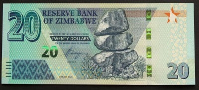 Bancnota exotica 20 DOLARI - ZIMBABWE, anul 2020 * Cod 320 = UNC foto