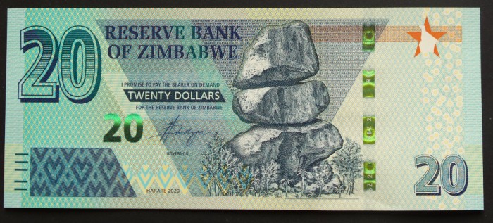 Bancnota exotica 20 DOLARI - ZIMBABWE, anul 2020 * Cod 320 = UNC