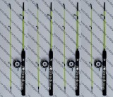 Set 4 lansete HAKUYO 1,20M fibra plina cu 4 mulinete pentru pescuit la copca
