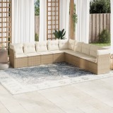VidaXL Set canapele de grădină, 9 piese, cu perne, bej, poliratan