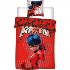 Lenjerie de pat Miraculous Ladybug Girl Power, 2 Piese, 140x200 cm, 63A 63 cm, 100% Microfibra