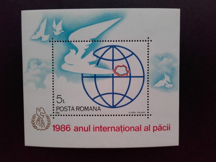 1986 - Anul International al Pacii - colita dantelata - LP1164