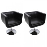 Scaune de bar, 2 buc., piele artificială, negru, vidaXL