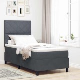 vidaXL Pat cu arcuri cu saltea Gri &icirc;nchis 90 x 200 cm Catifea