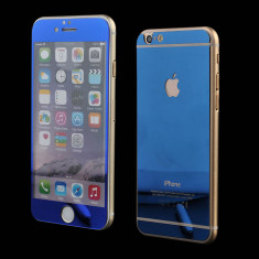 Folie Sticla iPhone 6 Plus iPhone 6s Plus Tuning Albastru Oglinda Fata+Spate Tempered Glass Ecran Display LCD
