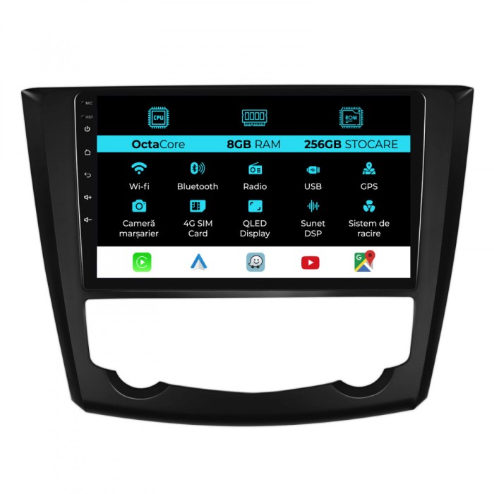 Navigatie Dedicata Renault Kadjar (2015-2019), 9Inch, 8Gb Ram, 256Gb Stocare, Carplay