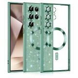 Husa premium Samsung Galaxy S24 Ultra Asteroid GSM Luxury Glitter MagSafe, verde deschis