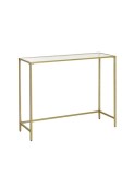 Cumpara ieftin Consola din sticla securizata, Vasagle, 1 raft, 35 x 100 x 80 cm, LGT26G, Auriu