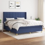 vidaXL Pat box spring cu saltea, albastru, 180x200 cm, material textil 3132015