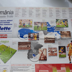 Afis fotbal Romania la turneele finale, Gazeta sporturilor, 56x40 cm, stare buna