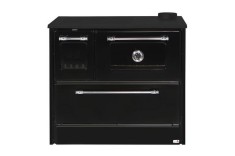 Soba tip plita OMEGA 701-G cu cuptor, sticla, neagra, evacuare dreapta