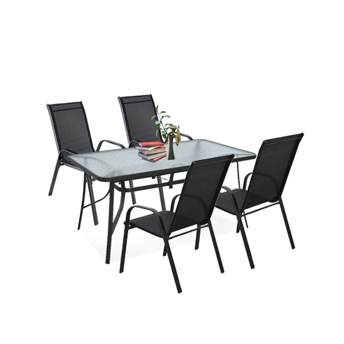 Set mobilier de grădină Arlon 4+1 negru