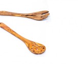 Set Genova furculiță&nbsp;și lingură cu găuri din lemn de măslin 30 | 35 cm