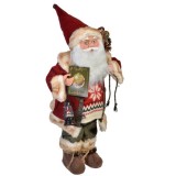 Figurina Decorativa Mos Craciun cu Clopotel &amp; Carte 46cm