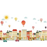 Sticker Decorativ Cladiri si Baloane cu Aer Cald, 50 x 70cm, Autoadeziv, CBD CORAL BEST DEALS Caramiziu deschis 50 cm 70 cm 50 cm Caramiziu deschis 1