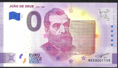 !!! 0 EURO SOUVENIR - PORTUGALIA - POETUL ROMANTIC JOAO DE DEUS - 2021.1 - UNC foto