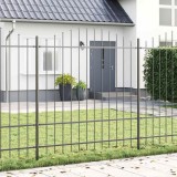 Gard de grădină gri cu v&acirc;rful arcuat, 3.4 x 1.75 m, din oțel