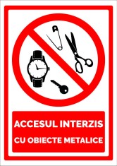 Semn accesul interzis cu obiecte metalice foto