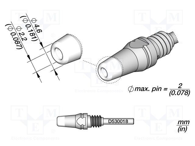 V&acirc;rf pentru ciocane de dezlipit 4,6x2,2 mm JBC TOOLS