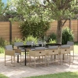 Cumpara ieftin Set de masă pentru grădină cu pernă 9 pcs Bej Rattan poli