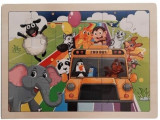 Cumpara ieftin Puzzle lemn zoo bus,24 piese,+3 ani