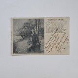 Carte Postala tematica de vanatoare - poem german "Fericire Pierduta", circulata Timisoara - Temesvar ca. 1900 / Banat / Romania / Austro-Ungaria