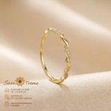 Inel Fir de Lumina , model fin rasucit cu zirconia, placat cu aur 14K