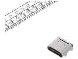Soclu USB C PCB SMT 90&deg; USB 3.1, Lumberg