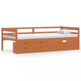 Cumpara ieftin Cadru pat cu sertare &amp; dulap, maro miere, 90x200 cm lemn de pin